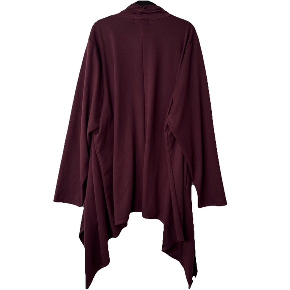 Torrid Open Draped Sweater Women's  Size 3X Burgundy Pockets Long Sleeve Cozy - Picture 2 of 11
